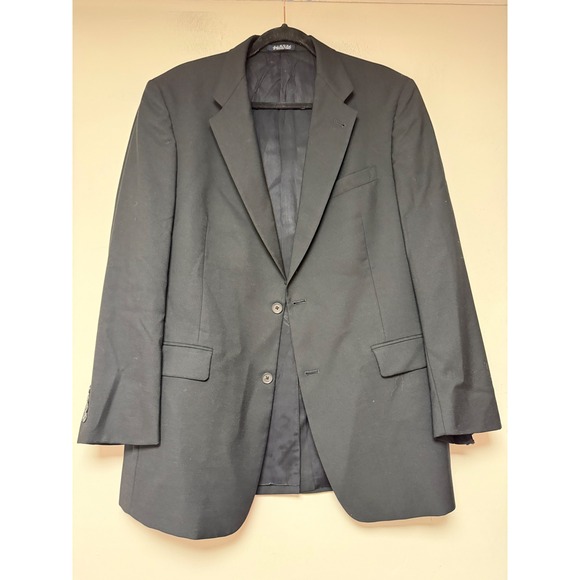 Burberry London Mens Black Two Button Blazer Sport Coat Jacket Notch Lapel